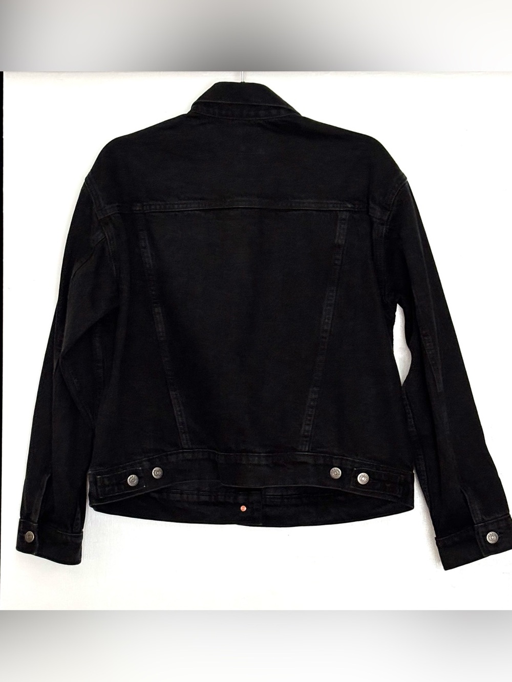 Old Navy Black Denim Trucker Jacket Size Large - Picture 2 of 4